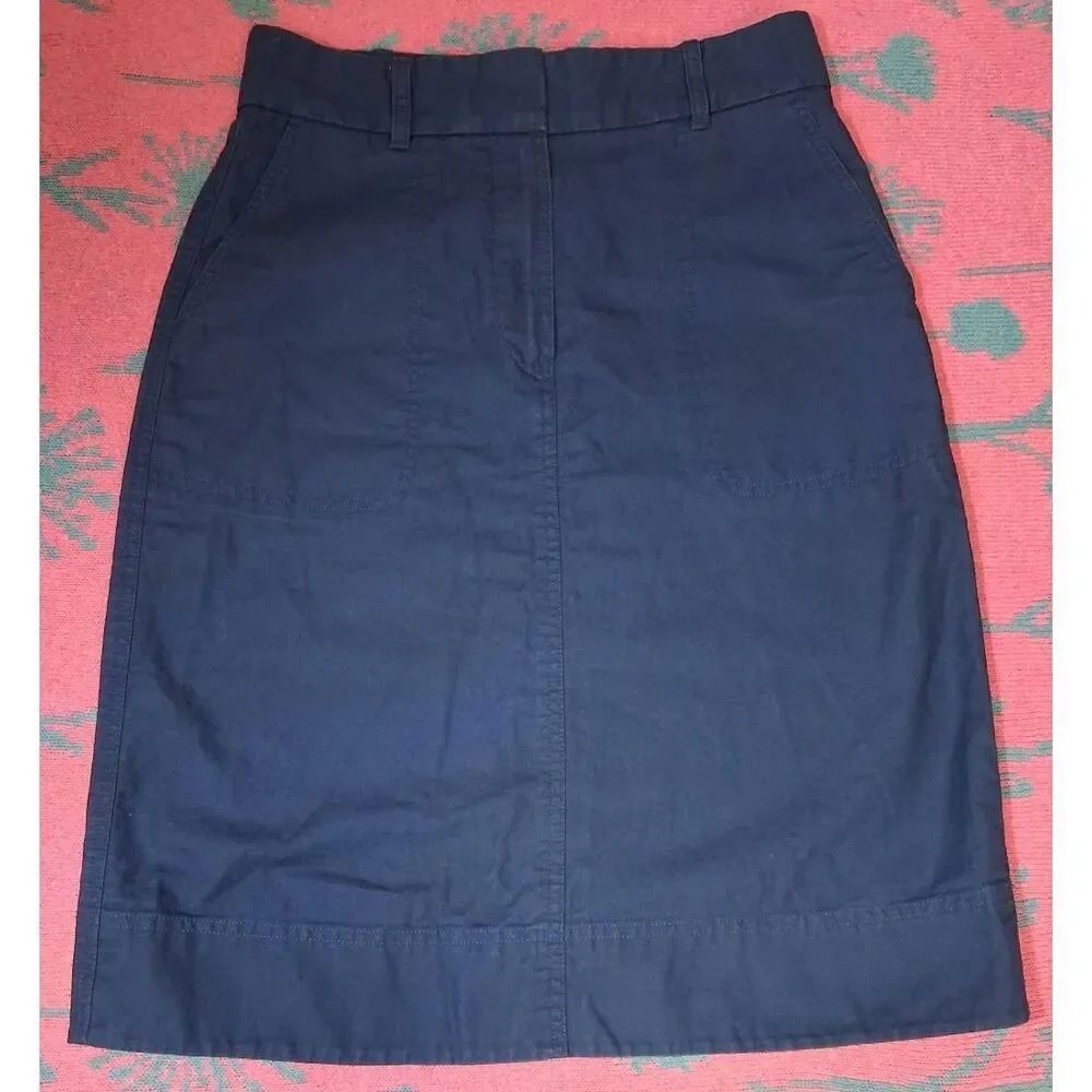 Babaton womens size 6 blue midi skirt linen cotton Japanese fabric quiet luxury
